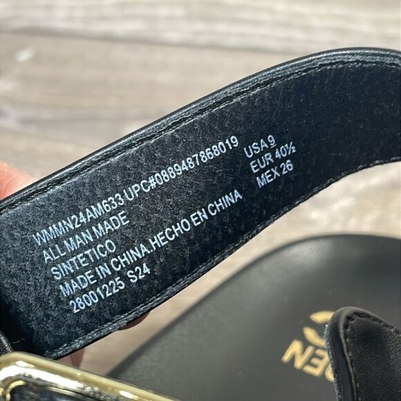 Steve Madden NYC Women’s Sz 9 Double Buckle Black Hook & Loop Slingback Sandals - Picture 6 of 11